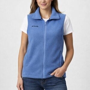 Columbia Blue Fleece Vest Size Medium Rustic Outdoor Blokecore Hiking Camping